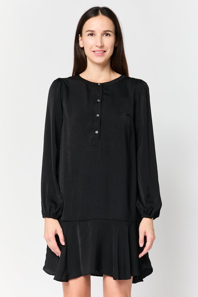 GAP Women Solid Mini Dress, Black - Image 1